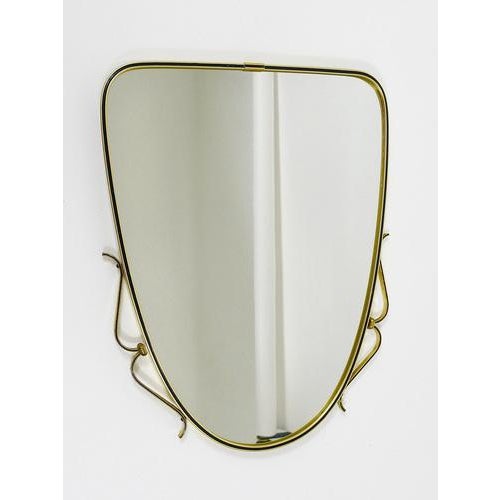 Metal Mid-Century Modern Brass & Black Wall Mirror, Italy, 1950s For Sale - Image 7 of 16