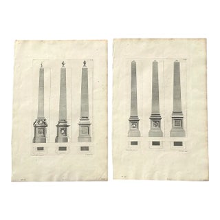 Vintage Boho Obelisk Engravings - Set of 2 For Sale