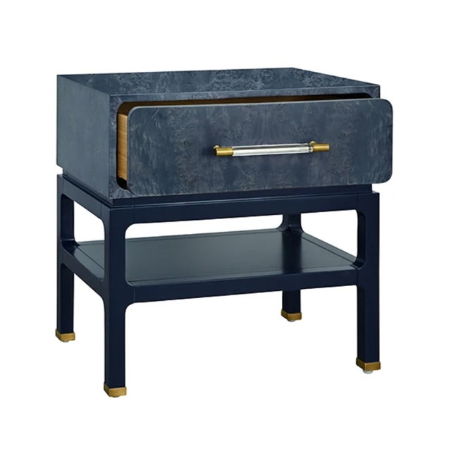 Not Yet Made - Made To Order Matthew Izzo Home Estelle Navy Blue Burl Wood Side Table For Sale - Image 5 of 7