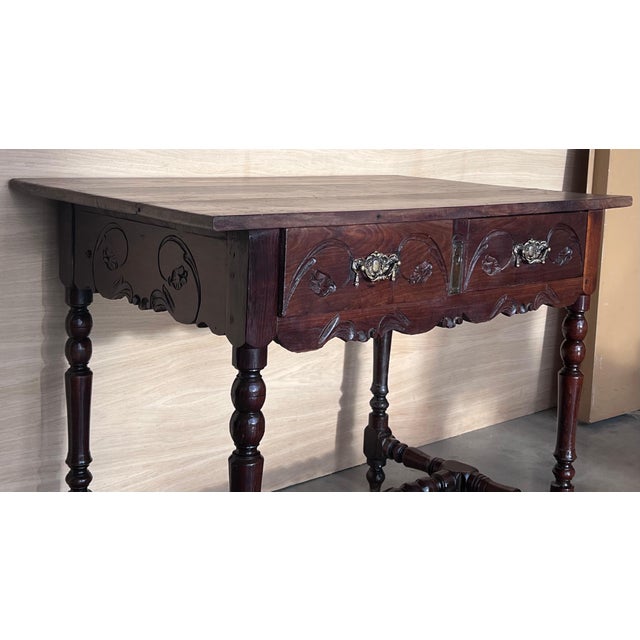Spanish Early 20th Century Spanish Country Pine "Mobila " Sofa Table or Console table with Drawer For Sale - Image 3 of 18