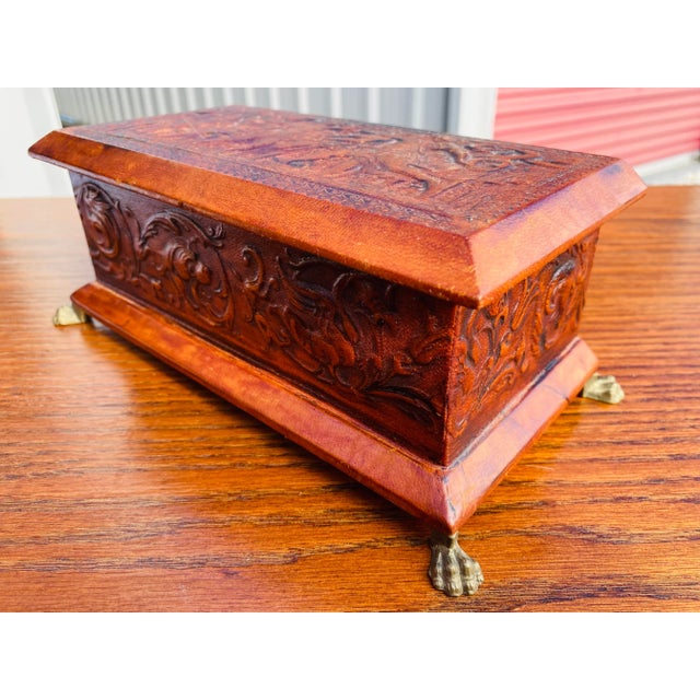 Handsome Vintage Tooled Leather Neopclassical Dresser Box Chairish