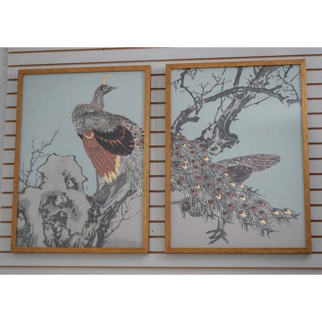 Pair Gold Framed Modern Design Peacock Prints For Sale - Image 13 of 13