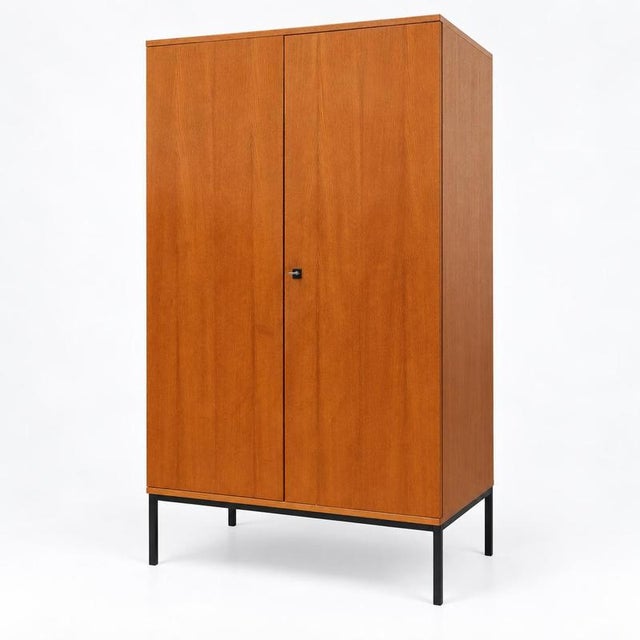 Vintage Two-Door Wardrobe Wooden Wardrobe with Hanging and Shelving Sections For Sale - Image 5 of 6