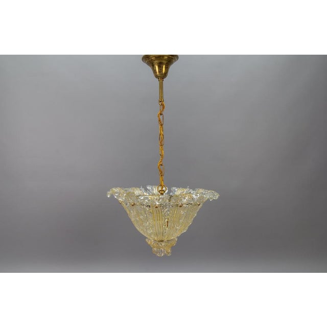 Mid-Century Italian Murano Glass Gold Inclusion Foliage Pendant Light, 1950s For Sale - Image 14 of 18