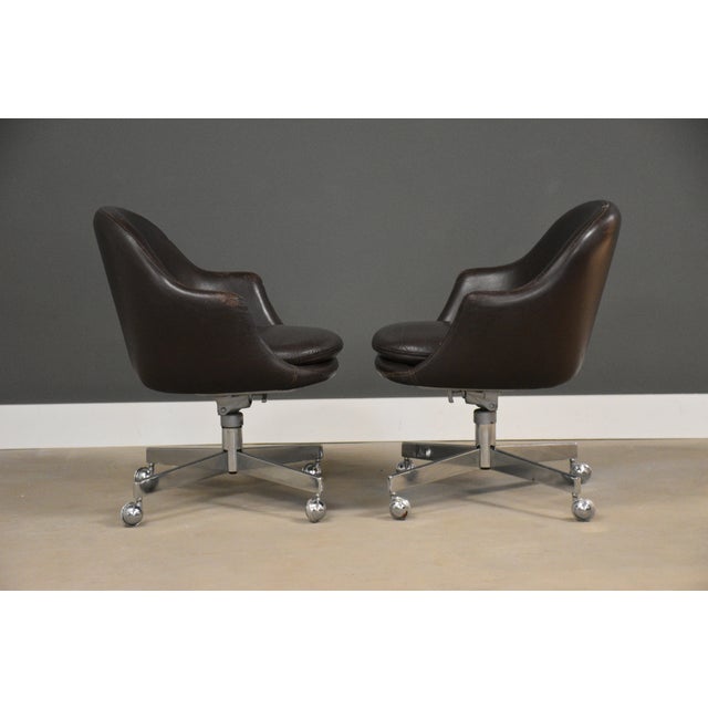 1970s 1970s One Leather Office Desk Chair by Harvey Probber For Sale - Image 5 of 10