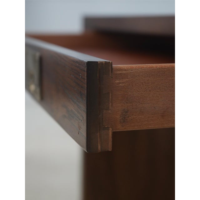 Henredon Henredon Oak Campaign Style 1 Drawer Writing Desk For Sale - Image 4 of 18