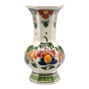 Vintage Dutch Delft Hand Painted Polychrome Vase