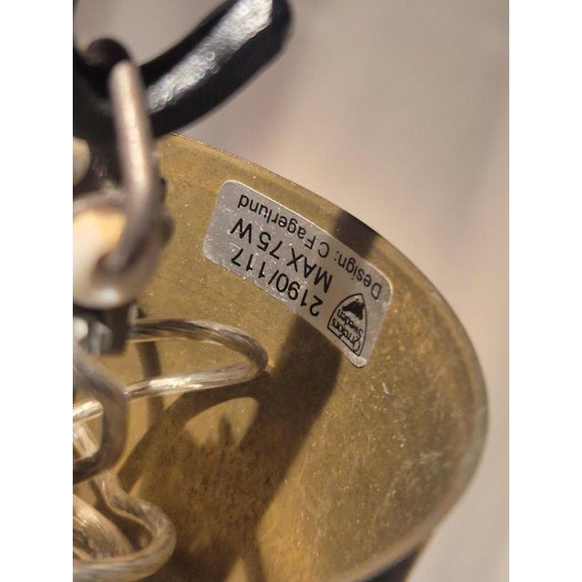 Metal Scandinavian Modern Glass Pendant by Carl Fagerlund for Orrefors, 1970s For Sale - Image 7 of 10