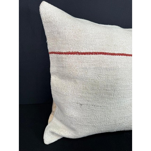 Turkish Hemp Pillow Cushion Natural Beige Red Pillow Cushion Cover 20"x20" #30578 Enhance your home decor with our Kilim...