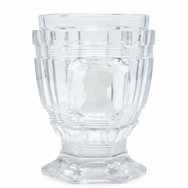 Antique Prince Albert Portrait Cameo Sulphide Glass Goblet Tumbler For Sale - Image 4 of 6