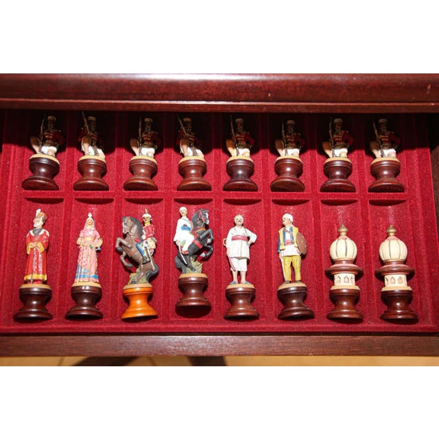 1980s "The Raj" Hand Painted India-British War 1857 Game Chess with Table For Sale In Palm Springs - Image 6 of 13
