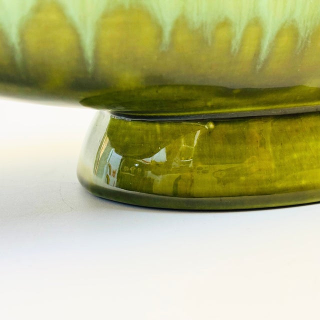 Green MCM Green Drip Glaze Pottery Bowl For Sale - Image 8 of 10