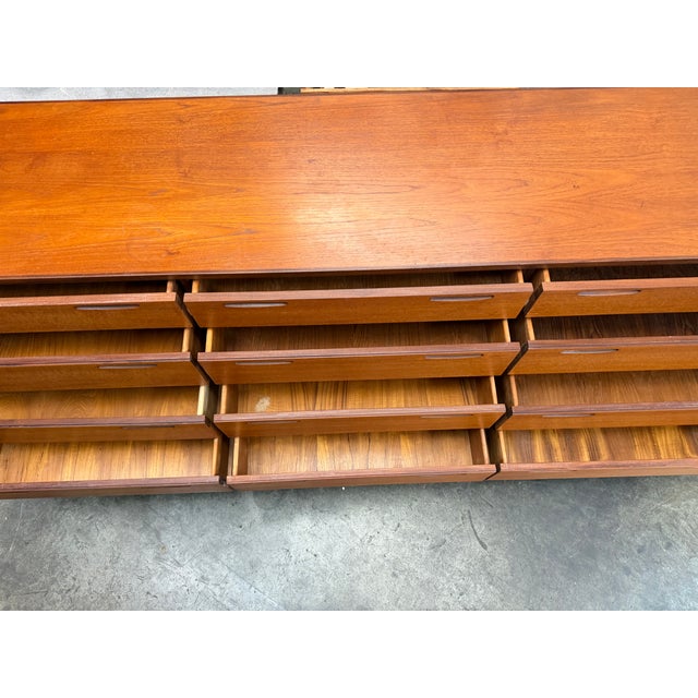 Mid-Century Modern "Jutland" Teak 12-Drawer Lowboy Dresser For Sale - Image 4 of 9