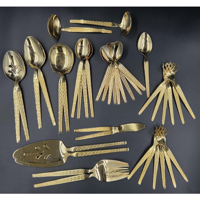 Vintage Gold Electroplate "Trocadero" Hostess & Serving Flatware- 53 Piece Collection For Sale - Image 13 of 18