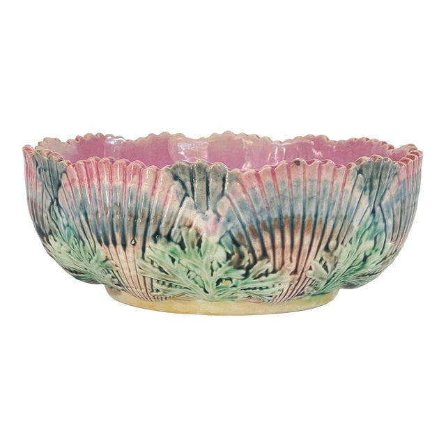 Antique Majolica Shells & Seaweed Etruscan Bowl C1880. For Sale