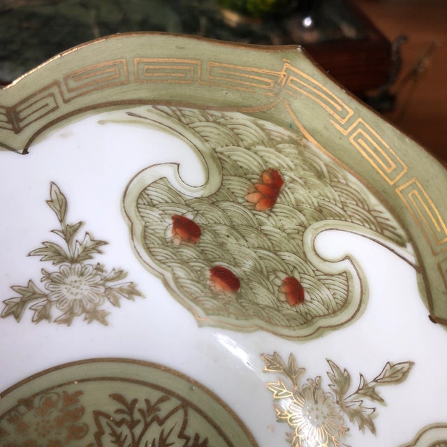 1970s Green Chinoiserie Greek Key Ceramic Bowl For Sale In Atlanta - Image 6 of 7