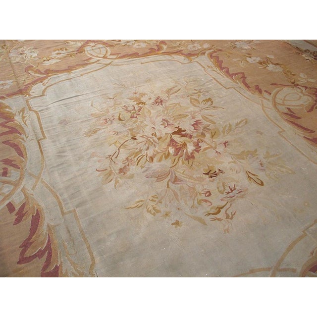 19th Century Lightly Decorated Salmon Field Antique French Aubusson Napoleon III Period For Sale - Image 5 of 7