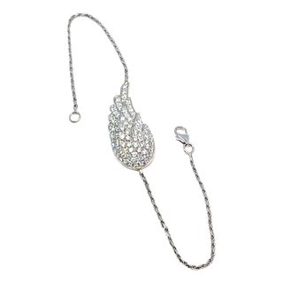 14k White Gold Diamond Wing Bracelet For Sale