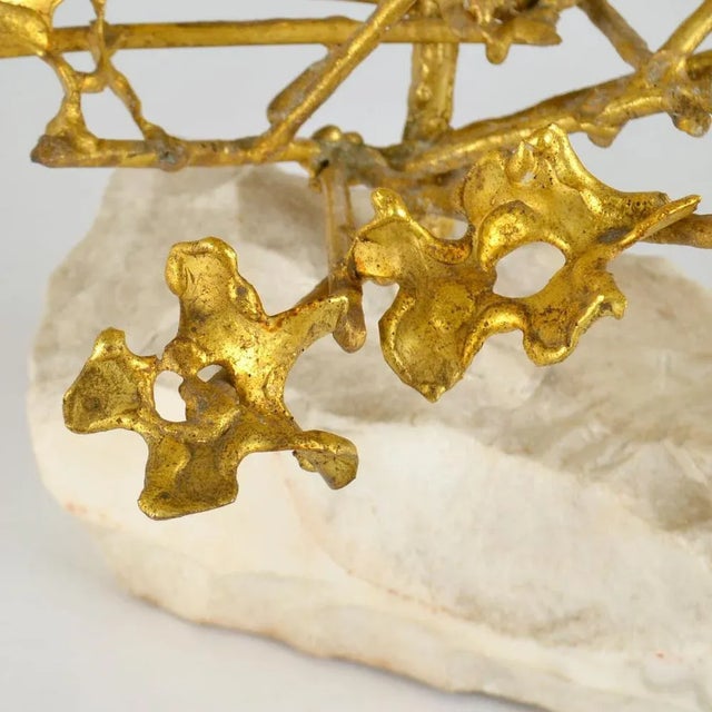 Cream Sculptural Brass Art Table Lamp, Belgium, 1980s For Sale - Image 8 of 12