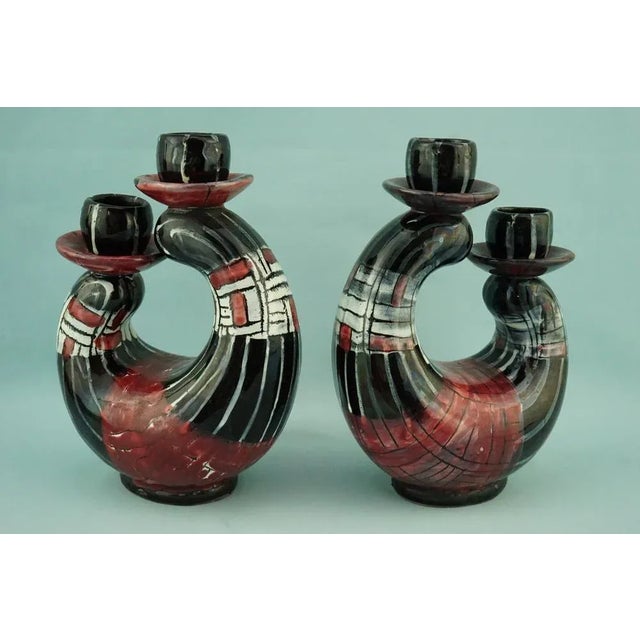 Vintage Ceramic Candleholders by Coronetti Cunardo, 1950s, Set of 2 For Sale - Image 3 of 18