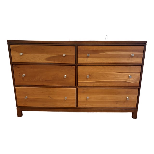 1990s Copeland Furniture Solid Cherry & Walnut 6-Drawer Double Dresser For Sale