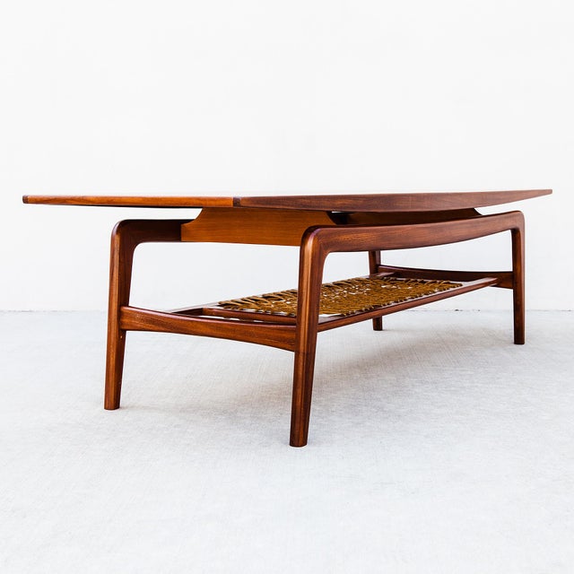 Sculptural Danish Modern Two-Tier Floating Top Teak Coffee Table by Arne Hovmand Olsen, Attributed For Sale - Image 11 of 15