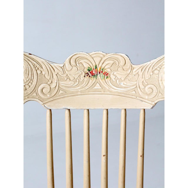 French Country Antique Folk Art Painted Farmhouse Chairs Pair For Sale - Image 3 of 18