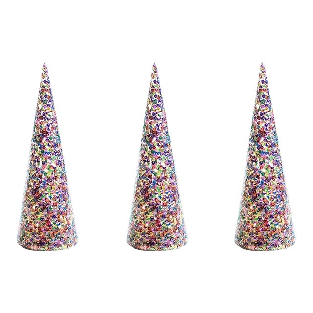 LED Multicolor Sequin Trees, Medium, Set of 3 For Sale