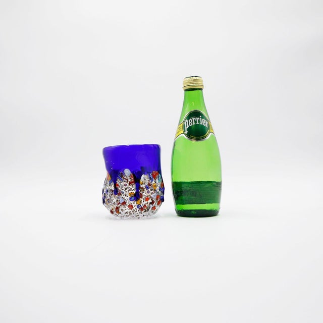 Millefiori Glass Tumbler, Dimpled Crumpled Glass Beaker For Sale - Image 4 of 4