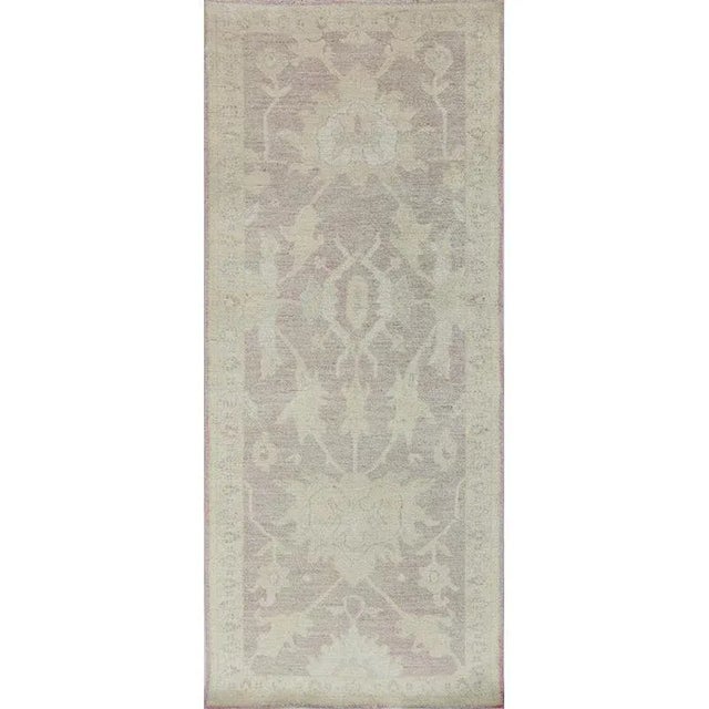Handwoven Light Pink/Green Oushak Style Area Rug 2'9" X 6'10" For Sale - Image 12 of 12