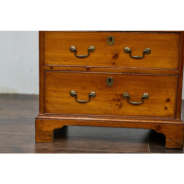 English 19th Century Pine Chest with Three Graduating Drawers and Brass Hardware For Sale - Image 9 of 12