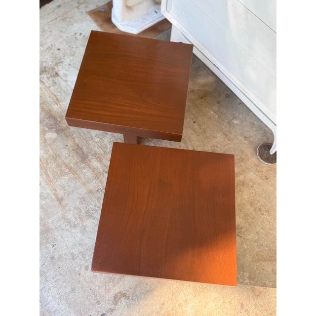 1960s Walnut Cruciform Side Tables Attributed to Milo Baughman, Pair For Sale - Image 10 of 12
