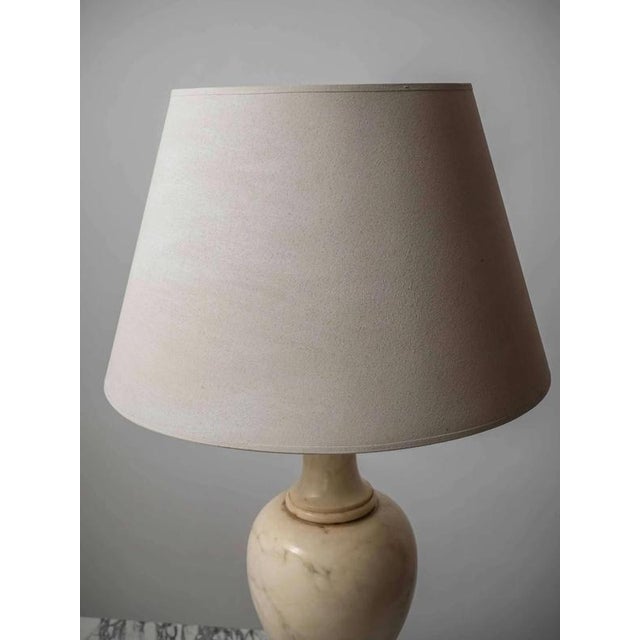 Stone Large Vintage Cream Marble Lamp For Sale - Image 7 of 8