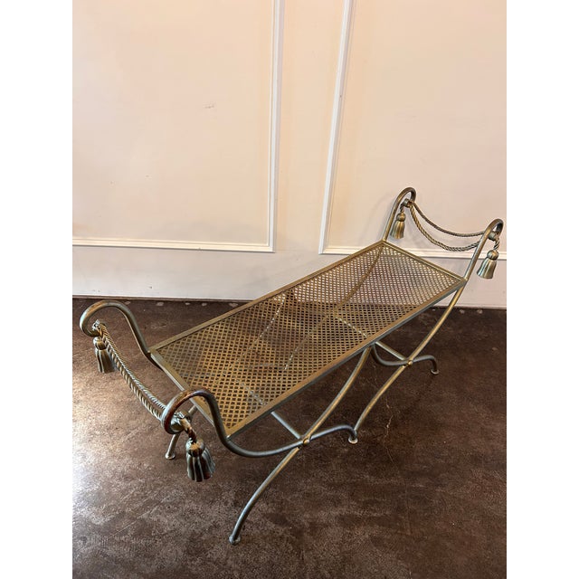 Mid 20th Century Italian Gilt Metal Rope & Tassel Bench For Sale - Image 11 of 11