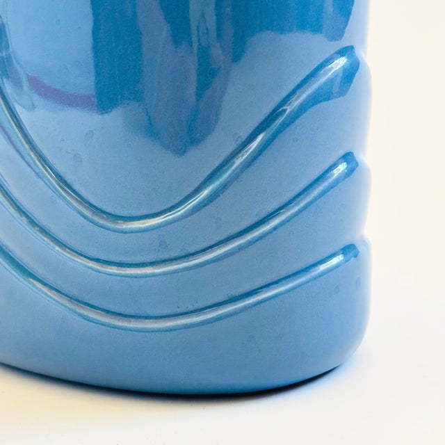 Postmodern Embossed Periwinkle Ceramic Vase For Sale In San Francisco - Image 6 of 9
