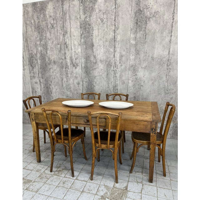 Kitchen Dining Table or Desk with 3 Drawers and Tapered Legs, 1890s For Sale - Image 16 of 17