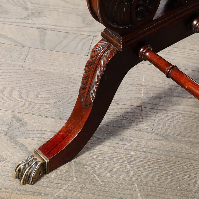 Edwardian Mahogany Writing Desk W/ Inlaid Exotic Wood Detailing & Bronze Pulls For Sale - Image 16 of 18