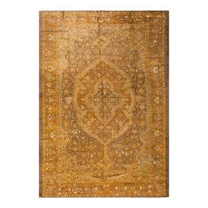 Traditional Medallion Design on a Gold Background Color Antique Persian Sultanabad Rug
