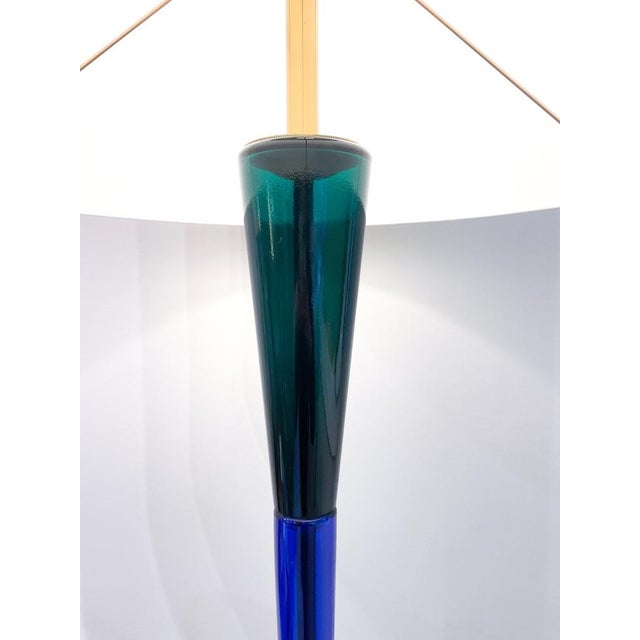 Mid-Century Blue & Green Murano Glass Floor Lamp attributed to Fulvio Bianconi, 1950s For Sale - Image 6 of 12
