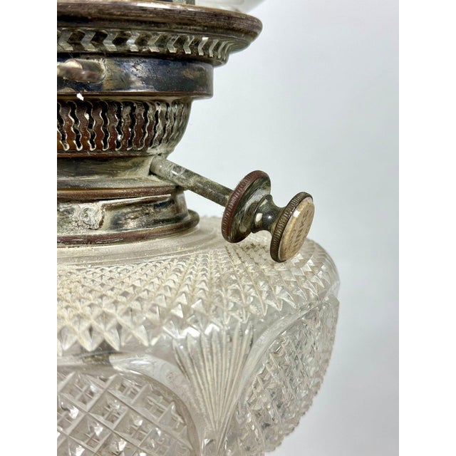 Monumental 1875 Sheffield Sterling Silver & Cut Glass Corinthian Banquet Lamp For Sale - Image 13 of 18