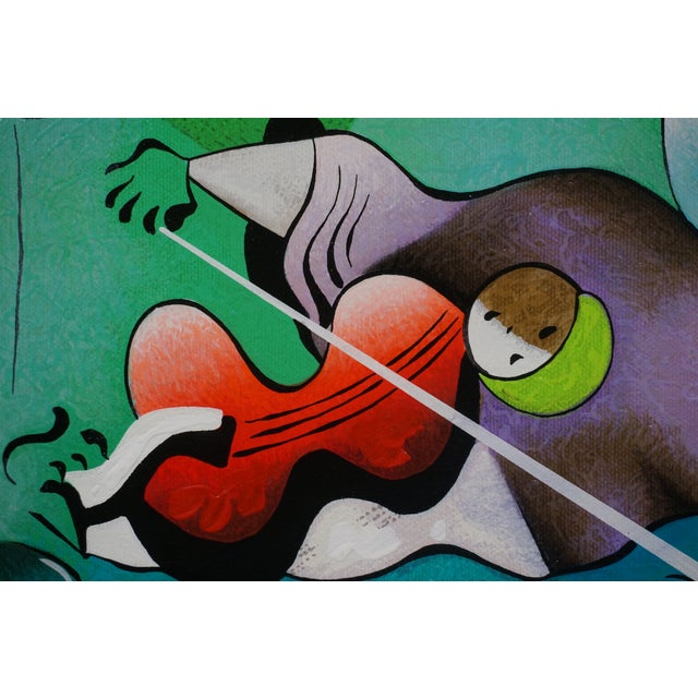 David Schluss Our Serenade Abstract Musician Serigraph on Canvas For Sale - Image 12 of 12