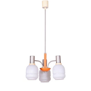 Mid-Century Chandelier in Chromed Steel and Glass from Drukov, Czech, 1970s For Sale