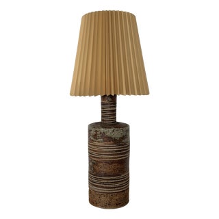 Table Lamp in Partially Glazed Stoneware by Tue Poulsen, Denmark, 1960s For Sale