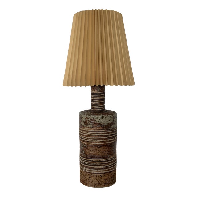 Table Lamp in Partially Glazed Stoneware by Tue Poulsen, Denmark, 1960s For Sale
