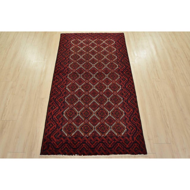 Cabin Baloch Rug 3’6” X 6’2” Blue Wool Vintage Tribal Hand-Knotted Oriental Carpet For Sale - Image 3 of 13