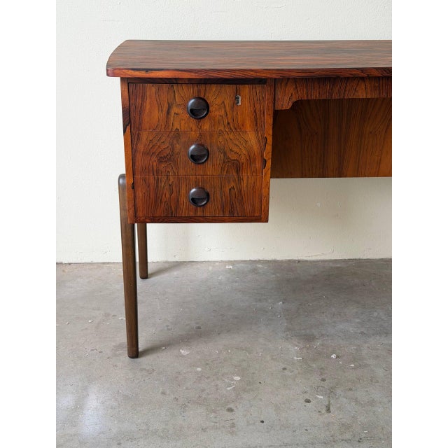 Mid-Century Modern Mid Century Danish Rosewood Desk – Vintage Scandinavian Writing Desk With 1960s For Sale - Image 3 of 10