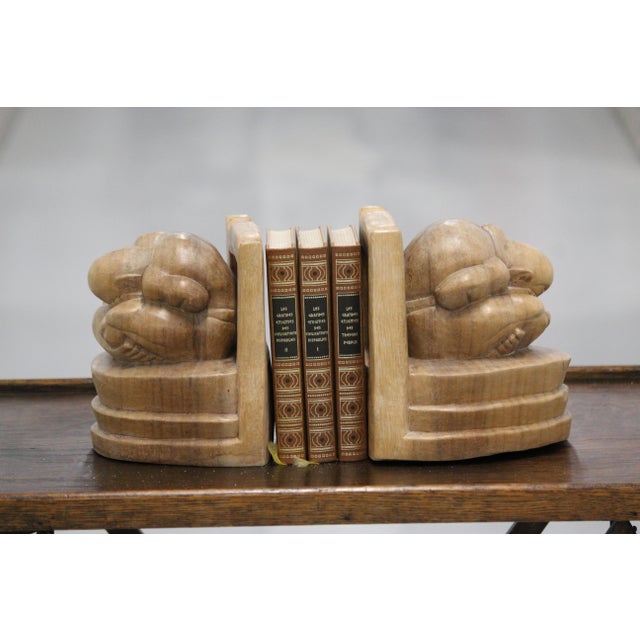 Weeping Buddha Wooden Bookends, 1990s, Set of 2 For Sale - Image 3 of 18