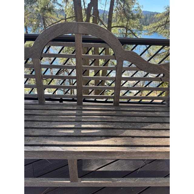 Shabby Chic Vintage Teak Garden Bench For Sale - Image 3 of 17