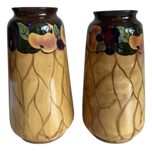 Antique Art Deco Hand-Painted Jacobean Ware Vases from Royal Stanley, England, 1920s, Set of 2