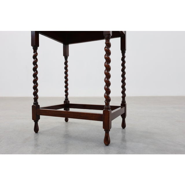 Wood English Oak Barley Twist Side Table with Shaped Top, 1900s For Sale - Image 7 of 11